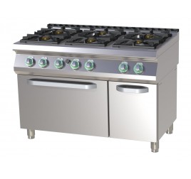 6 égőfejes RedFox gáztűzhely gázüzemű sütővel